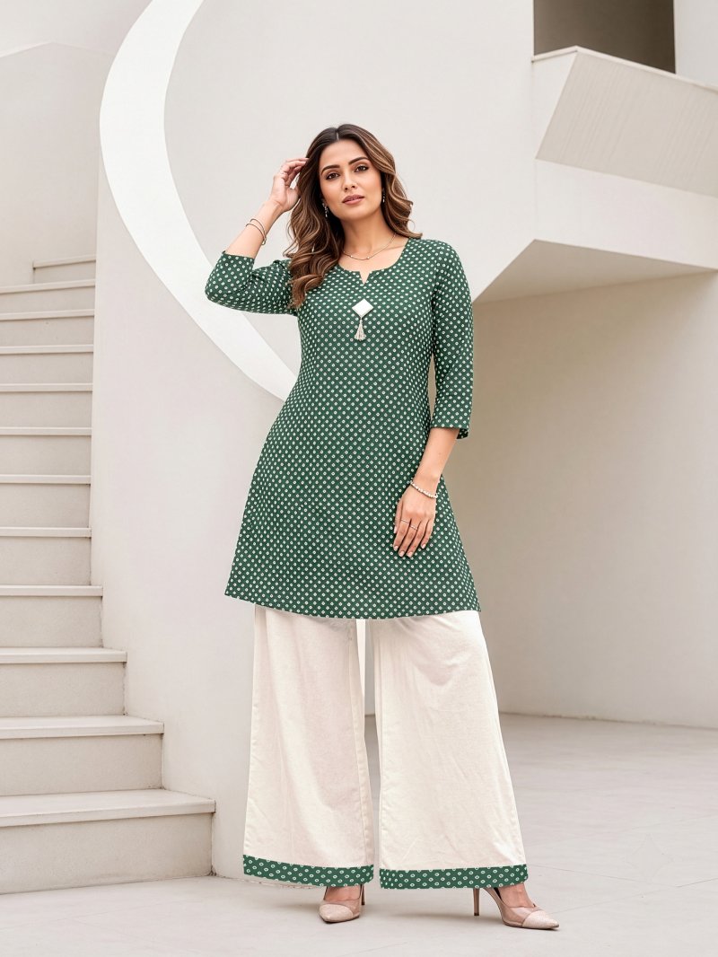 Ff Vk Cotton Bandhani Print Kurti With Bottom
